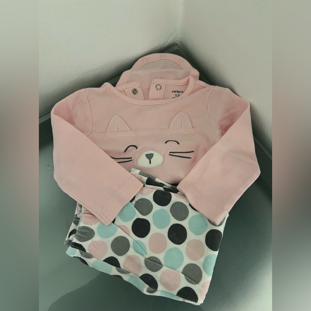 Carter's Pink Cat Face Baby Set